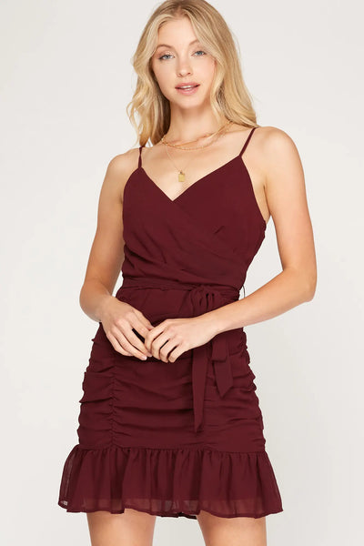 Sleeveless Woven Rouched Dress