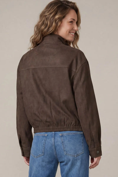Faux Suede Zip Front Utility Jacket