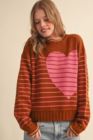 Heart stripe sweater