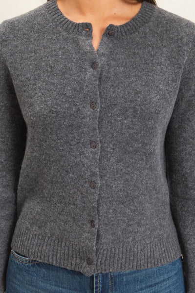 Crew Neck Simple Cardigan