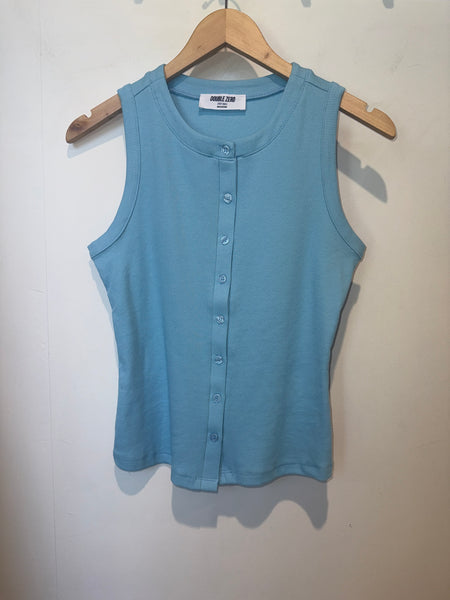 Ribbed Button Front Tank