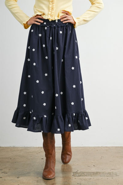 Floral Ruffle Maxi Skirt