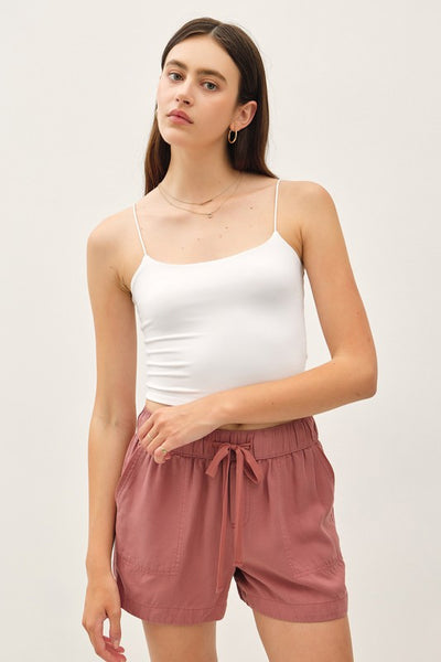 High Rise Drawstring Tencel Shorts