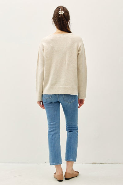 Wool Blend Relaxed V Neck Sweater