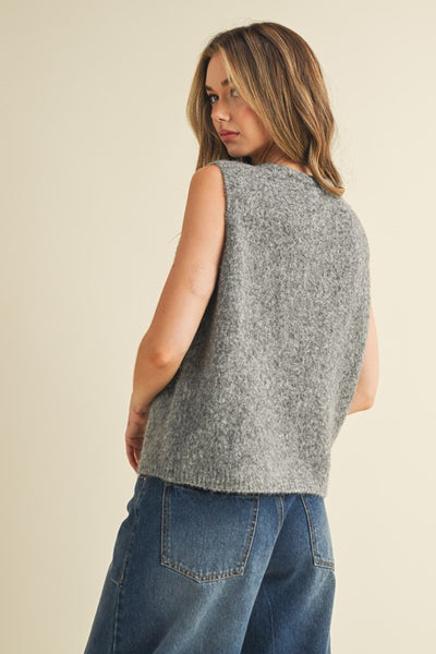 Sleeveless Button Top