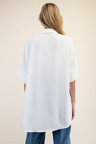 Short Sleeve Button Down Blouse Top