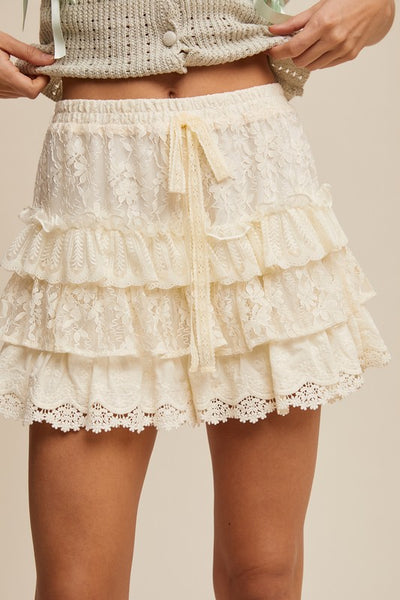 Lace Ruffled Shorts