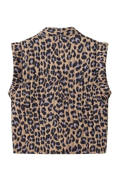 Leopard Print Quilted Vest