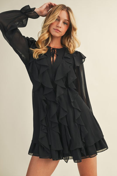Tie Front Ruffled Dress