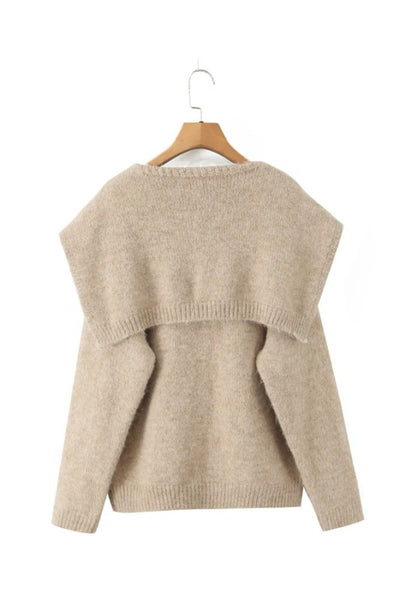 Solid Shawl Knit Sweater