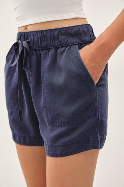 High Rise Drawstring Tencel Shorts