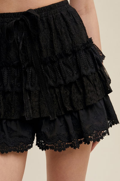Lace Ruffled Shorts