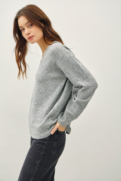 Wool Blend Relaxed V Neck Sweater