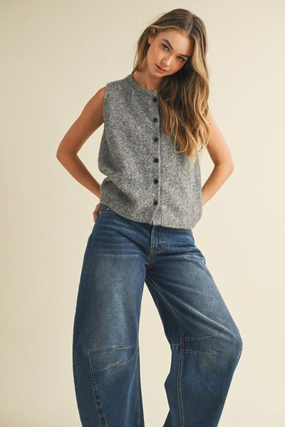 Sleeveless Button Top