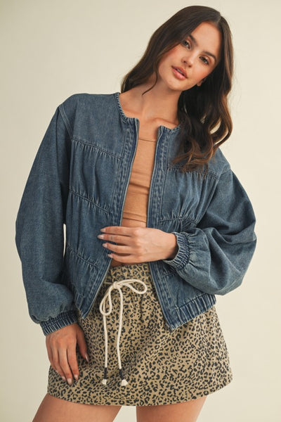 Batwing Sleeve Denim Jacket