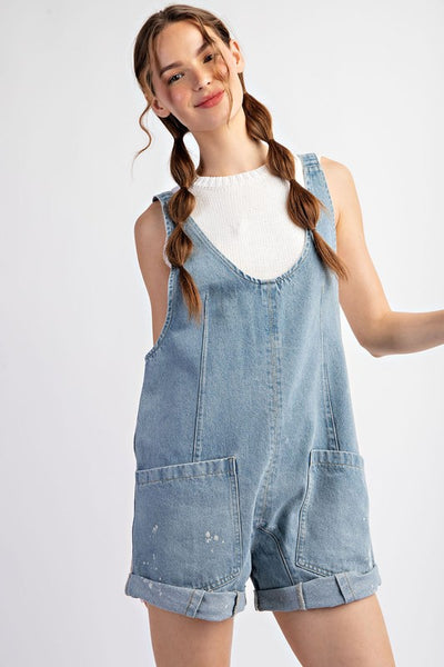 Mineral Washed Front Pocket Romper