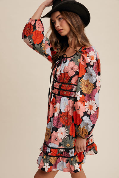 Floral Print Contrast Dress