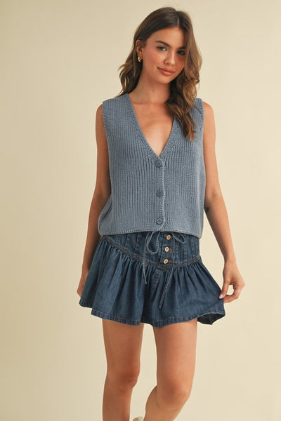 Button Front Sweater Vest