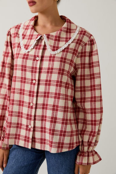 Collar Button Down Plaid Shirt