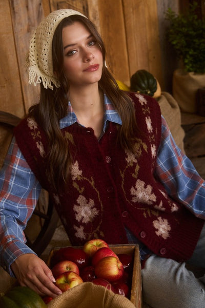 Floral Button Down Cardigan Vest