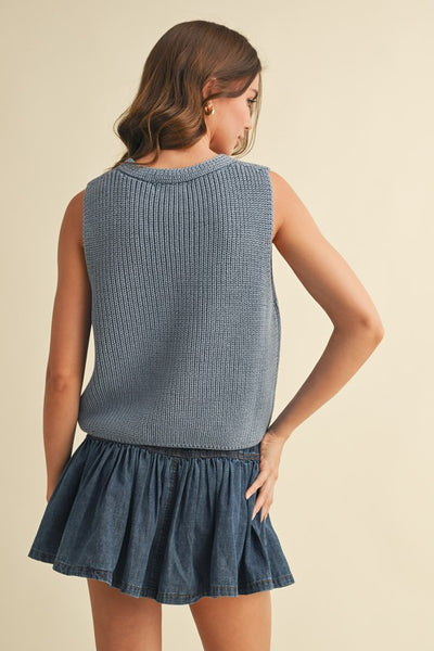 Button Front Sweater Vest