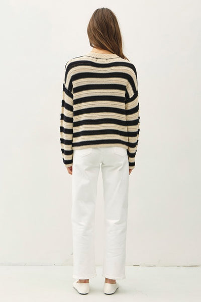 Striped Crochet Knit Sweater