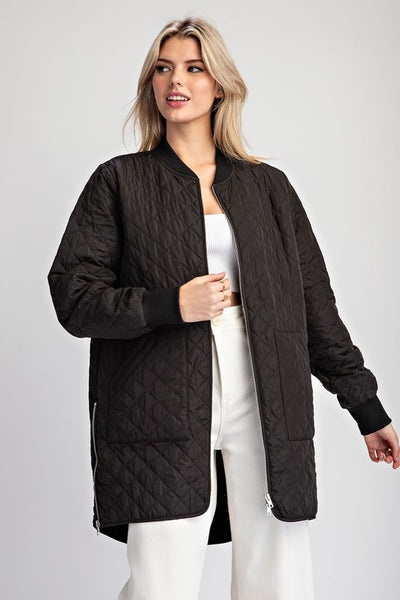 Textured Zip Up Tunic Jacket