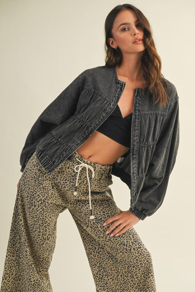 Batwing Sleeve Denim Jacket