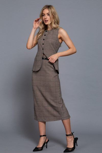 Waist Belt Column Skirt