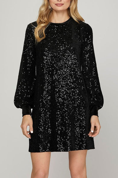 Sequin Velvet Mini Dress