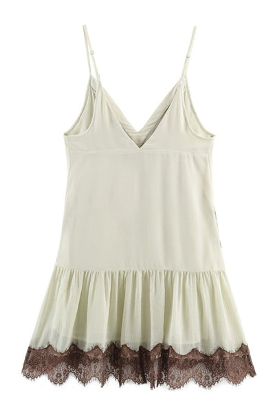 Sleeveless Lace Trim Mini Dress