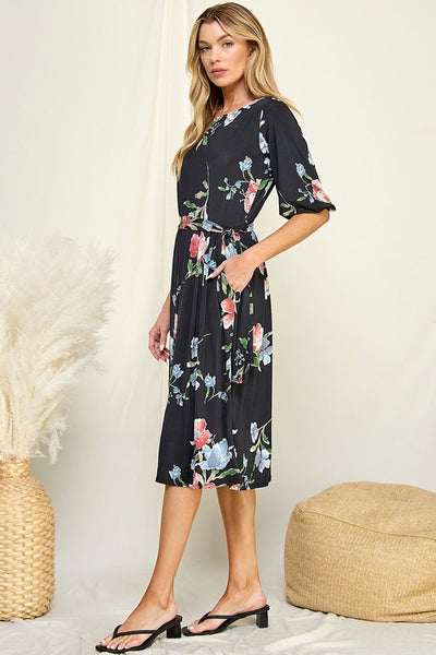 Floral Dress With Quarter Sleeves