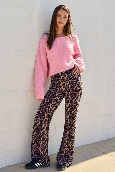 Anna Leopard Print Flare Pants