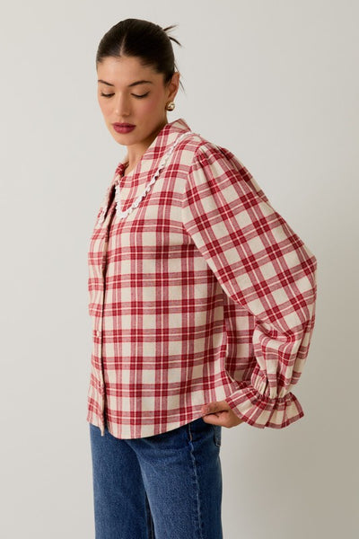 Collar Button Down Plaid Shirt