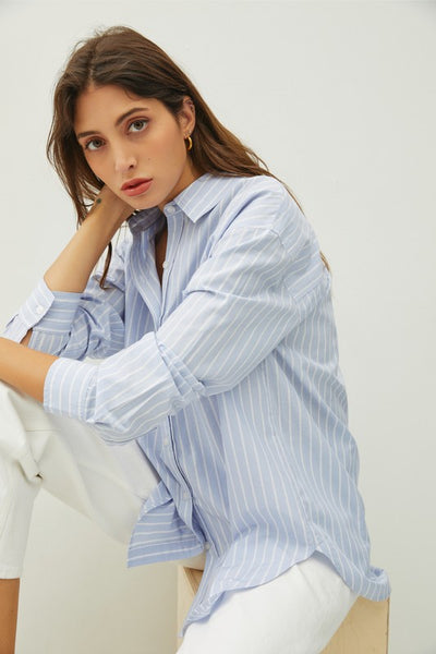 Oversized Striped Button Down Shirt