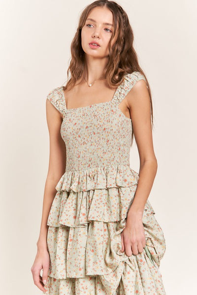 Tiered Ruffle Midi Dress