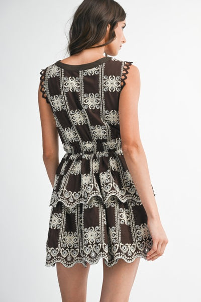 Embroidered Tiered Dress