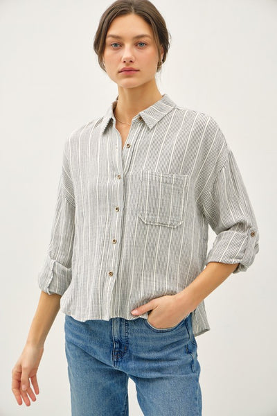 Striped Cotton Gauze Top