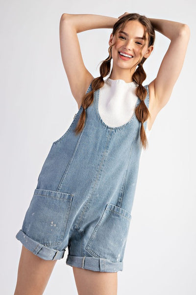 Mineral Washed Front Pocket Romper