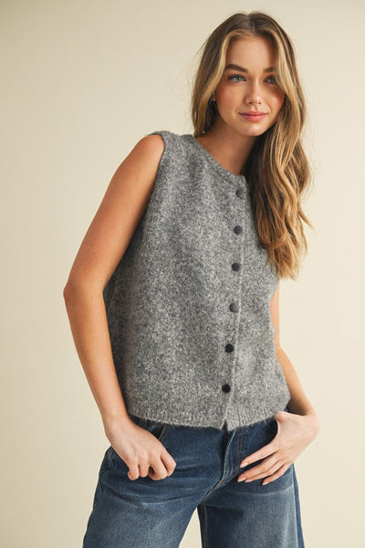 Sleeveless Button Top