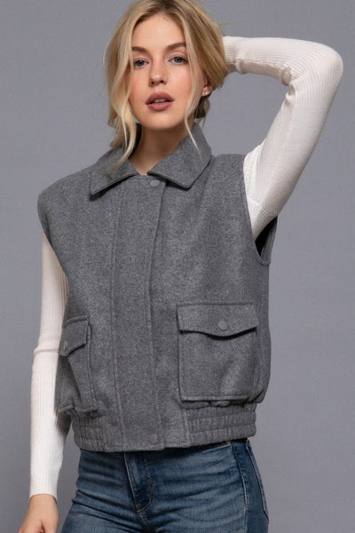 Notched Collar Soft Felt Vest