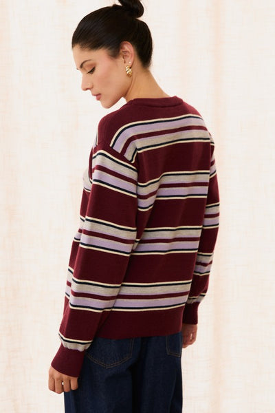 Round Neck Multi Stripe Sweater