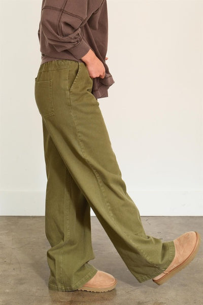 Elastic High Waist Wide Leg Pants