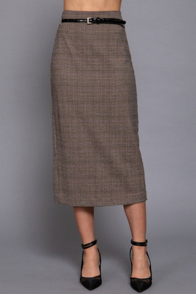 Waist Belt Column Skirt