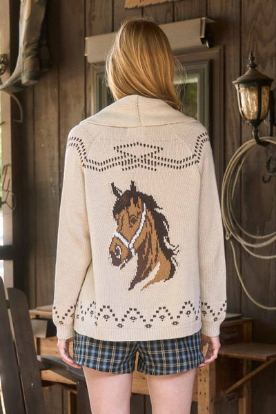 Horse Shawl Knit Cardigan