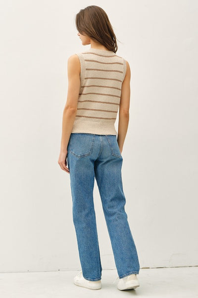 Striped Button Up Vest