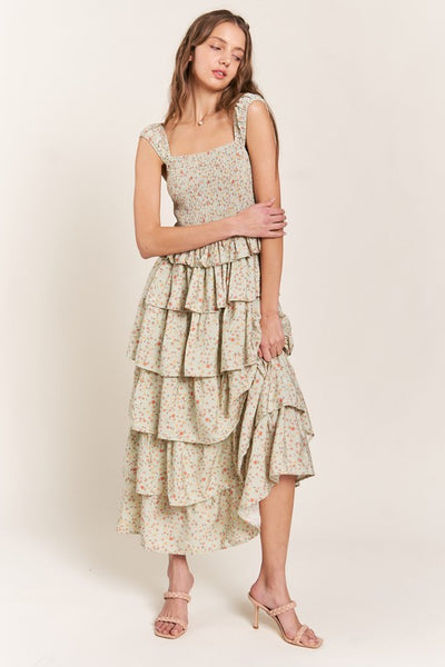 Tiered Ruffle Midi Dress