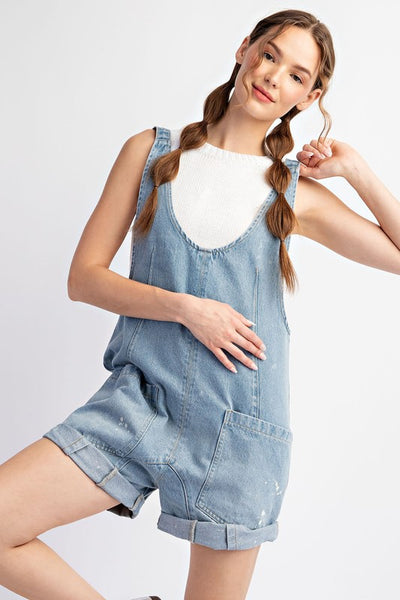 Mineral Washed Front Pocket Romper