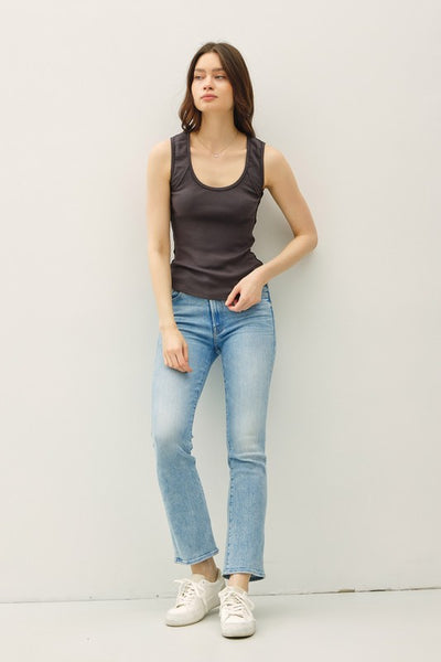 Ribbed Raw Seam Tank