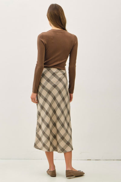 Ruther Plaid Print Midi Skirt